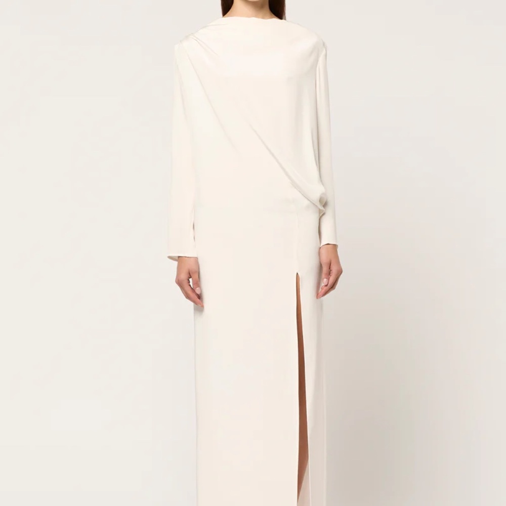 Michel Lo Sordo High Neck with Scoop Back Silk Maxi Dress